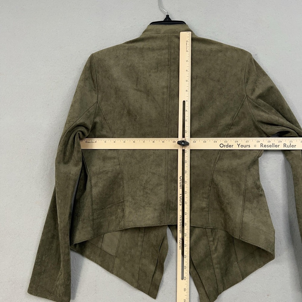 BLANKNYC Jacket Womens Large Olive Faux Suede Waterfall Open Front Moto Ladies - Picture 9 of 13